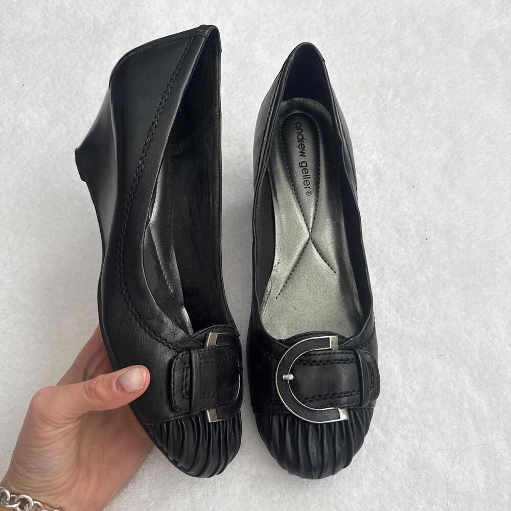 Y2k Black Basic Wedge With Buckles - image 1